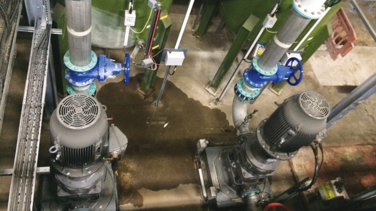 The new DAF recirculation pumps and discharge pipework - Courtesy of MWH Treatment