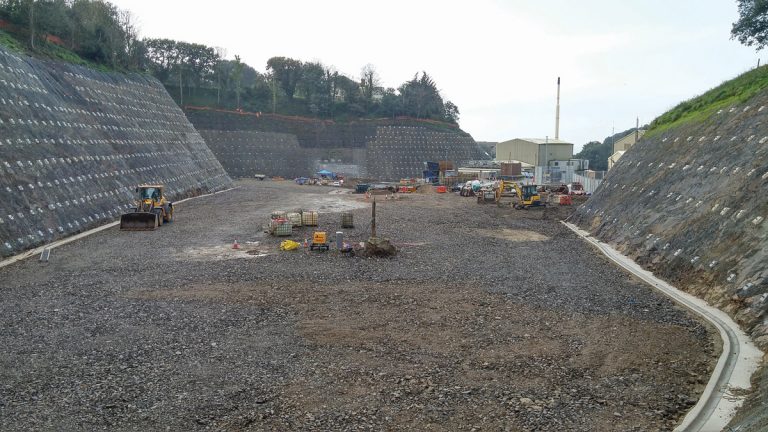 Figure 7: Hillside removal completed, overlooking the site of the proposed inlet works - Courtesy of Department for Infrastructure