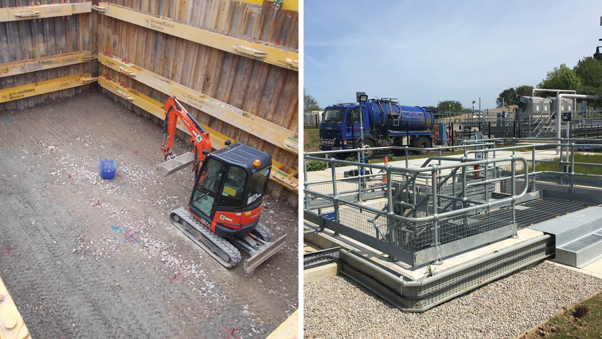 (left) Grit trap excavation and (right) grit trap completed - Courtesy of SWW Delivery Alliance H5O