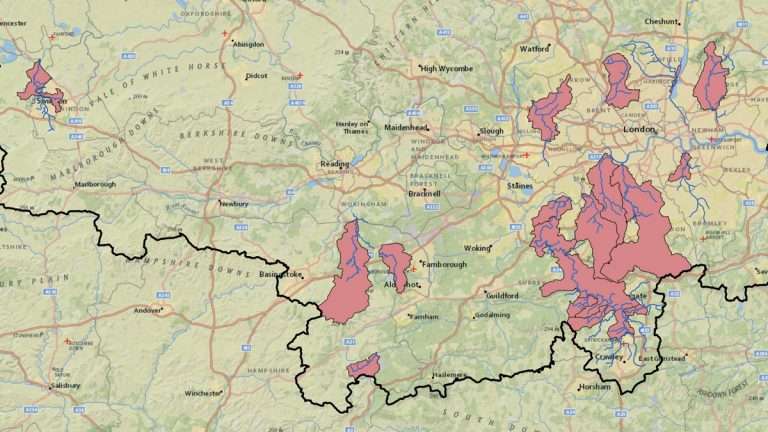 Figure 2: Catchment map (Google Mapping) - Courtesy of Stantec UK using ArcGIS