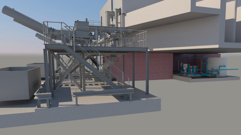 Civil 3D model showing inlet works modifications - Courtesy of MMB