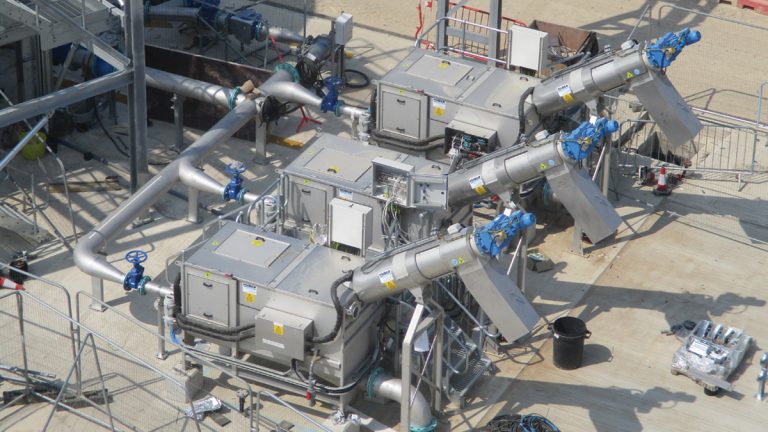 Liquid imports sludge screens under construction - Courtesy of YWS