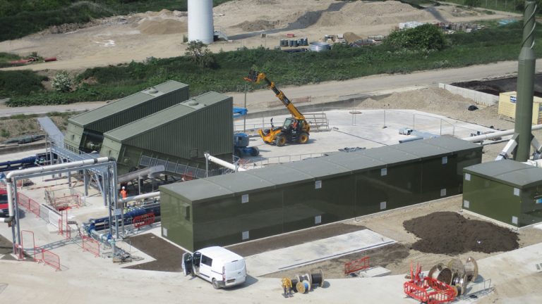 Sludge cake reception plant under construction - Courtesy of YWS