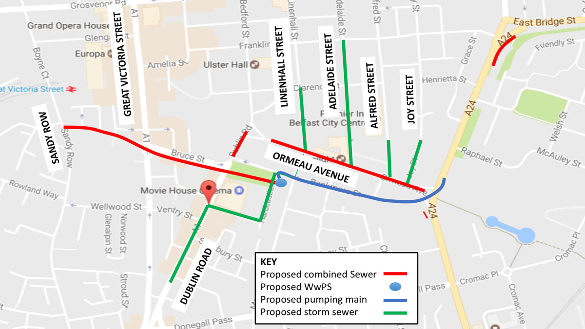 Project location and schematic - Courtesy of NI Water