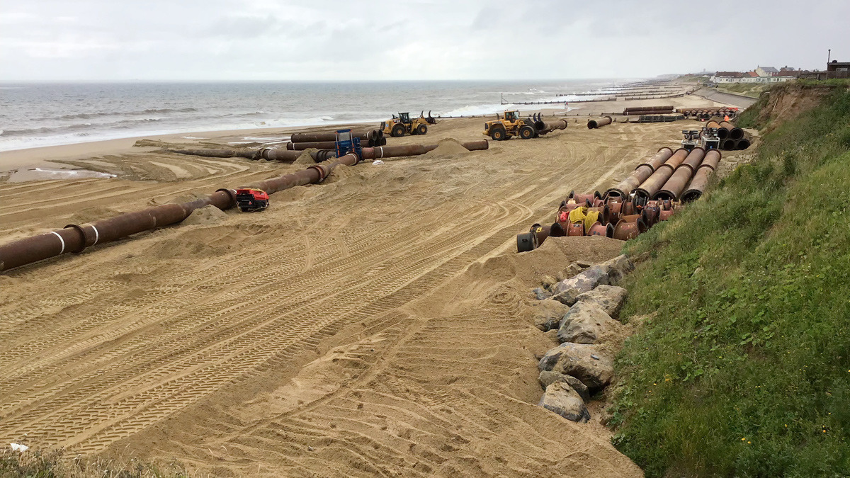 Dredge supply pipework being assembled - Courtesy of Royal HaskoningDHV