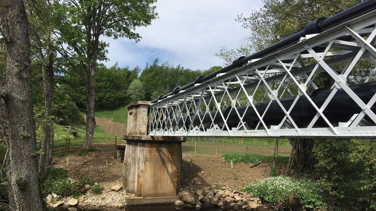 Completed pipe bridge - Courtesy of Northumbrian Water