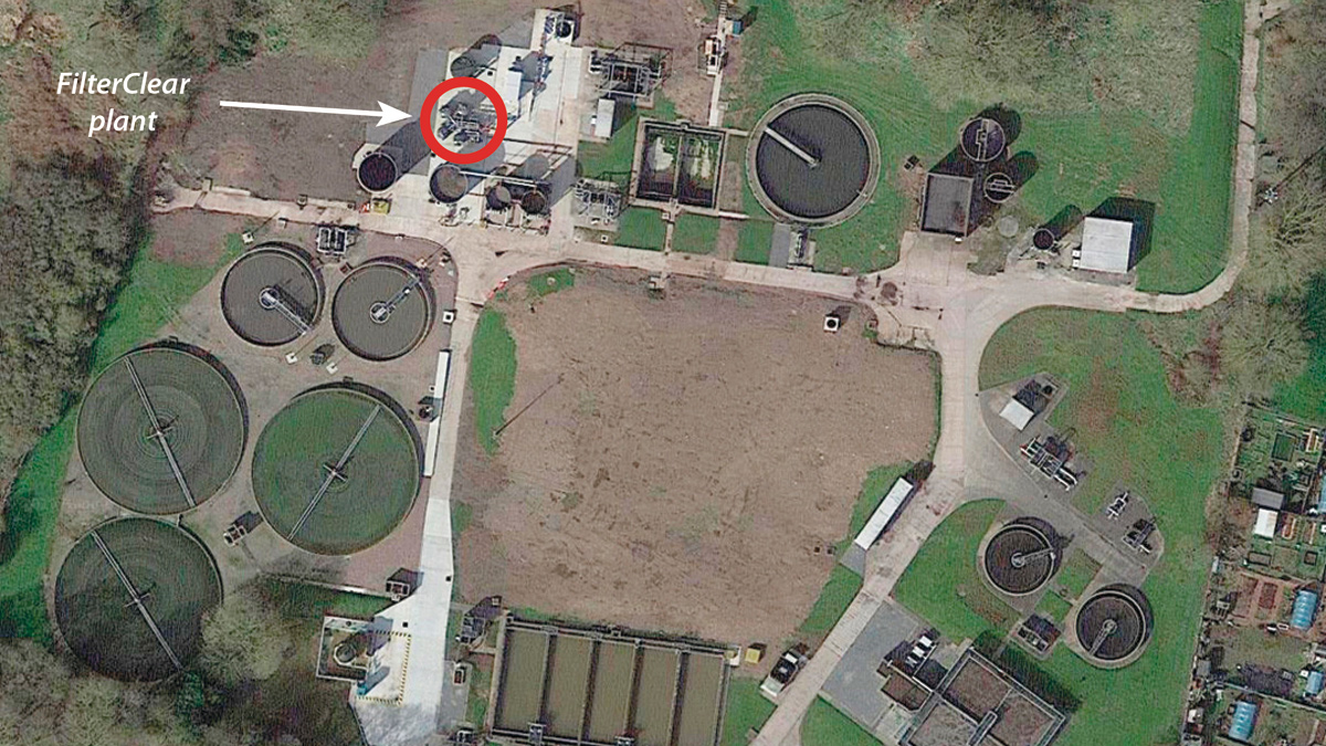 Google Earth image of Codsall STW showing location of FilterClear plant