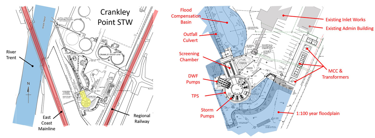 (left) Constraints plan and (right) site layout - Courtesy of nmcn PLC