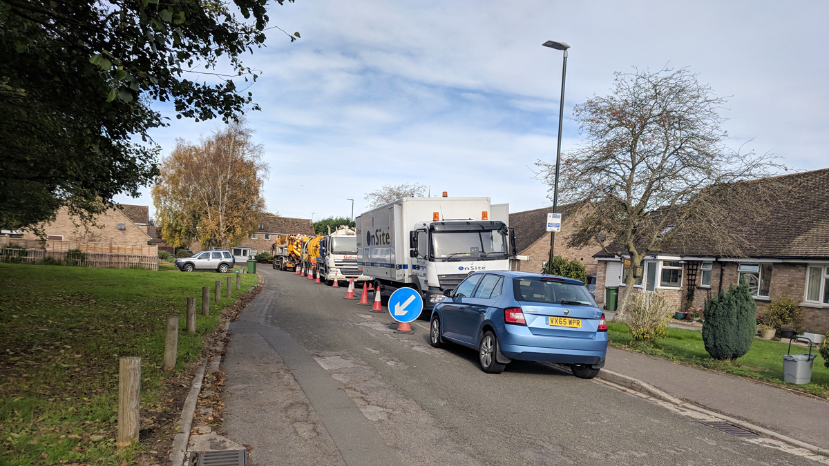 Vehicle set up flood grouting works - Courtesy of Galliford Try