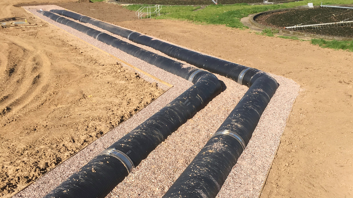 Twin 900 mm diameter storm pipework - Courtesy of MWH Treatment