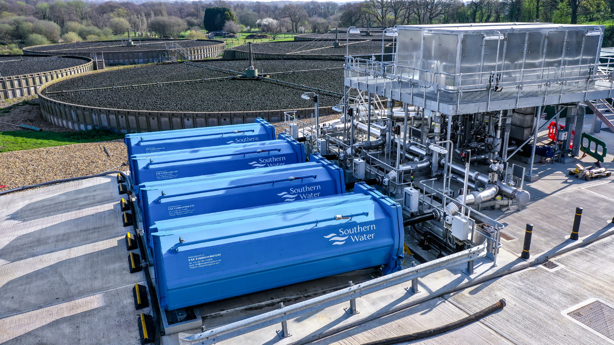 Sludge centrifuges and cake skips - Courtesy of Southern Water