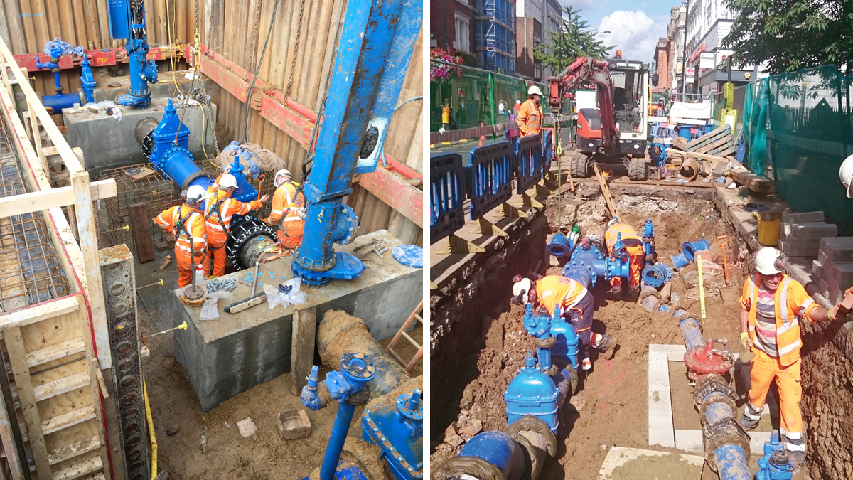 (left) Major London pressure management scheme and (right) typical London pressure management scheme - Courtesy of SMB JV