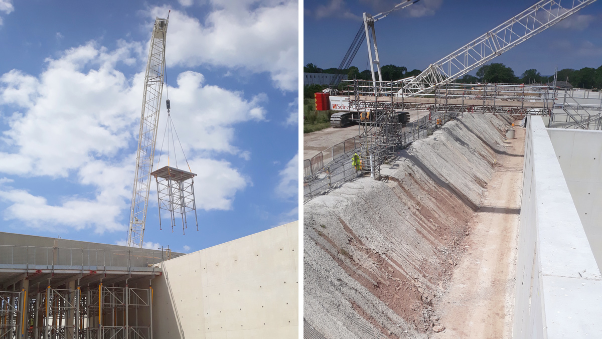 (left) Nereda® tank July 2019: Inside Cell 4 and (right) Nereda® tank side view - Courtesy of United Utilities