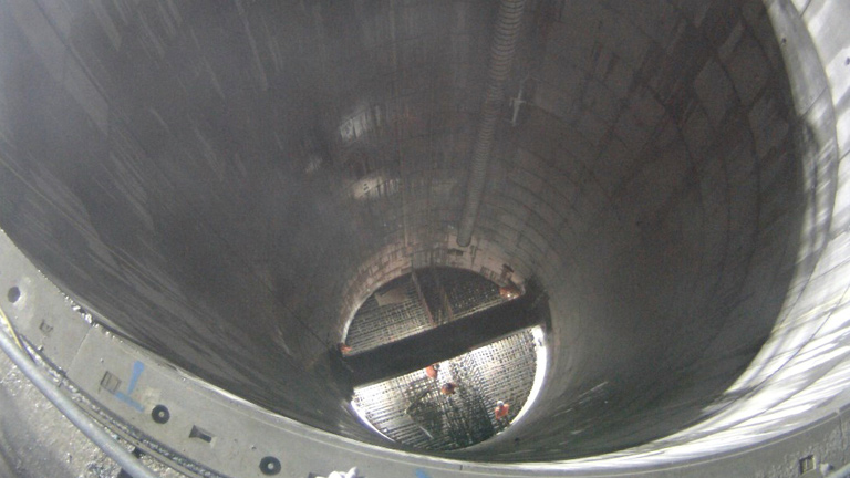 Installation of base reinforcement and flume - Courtesy of Laing O’Rourke