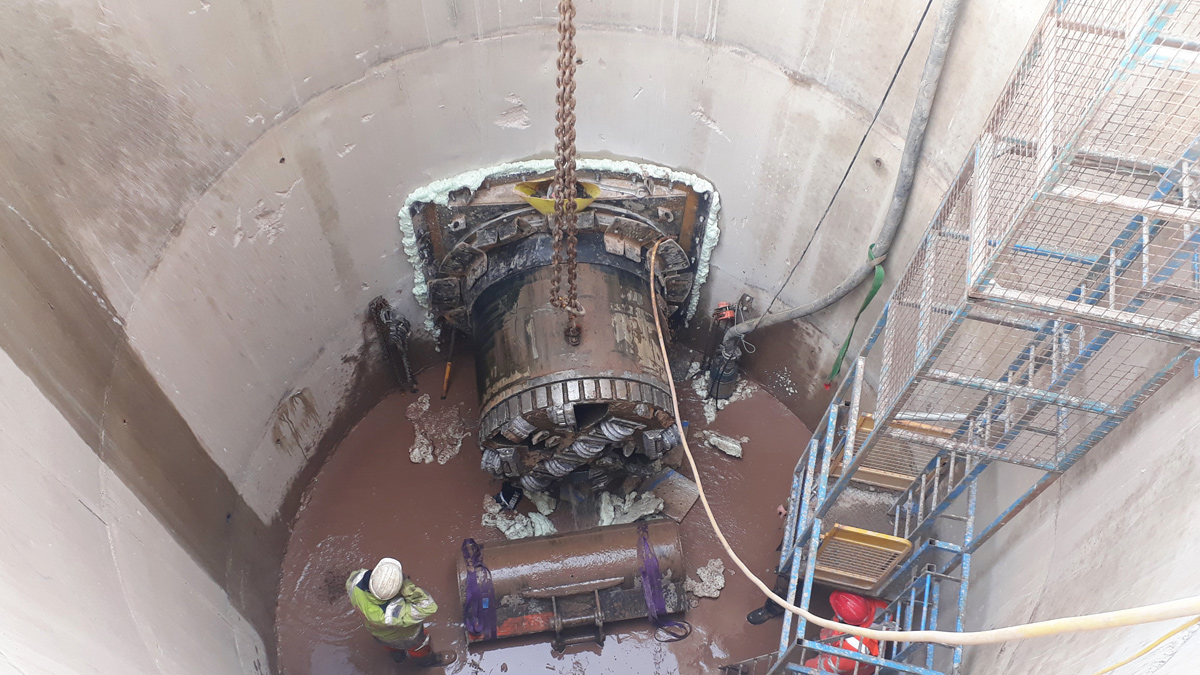 Railway crossing TBM breakthrough - Courtesy of United Utilities