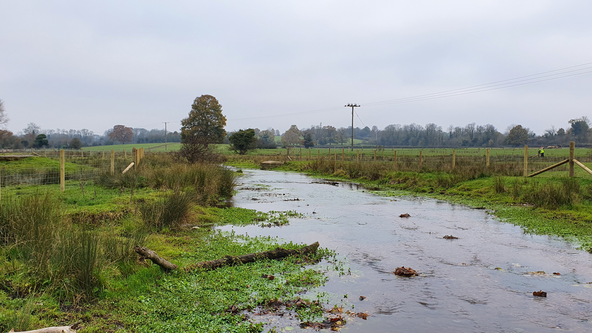 Figure 10: Photo at the top end of the site following the completion of the river restoration project at Hedges Farm - Courtesy of Affinity Water