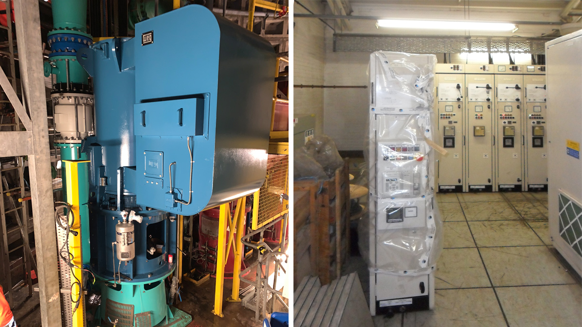 (left) Completed motor and headworks and (right) modified feeder waiting to be installed - Courtesy of Stantec