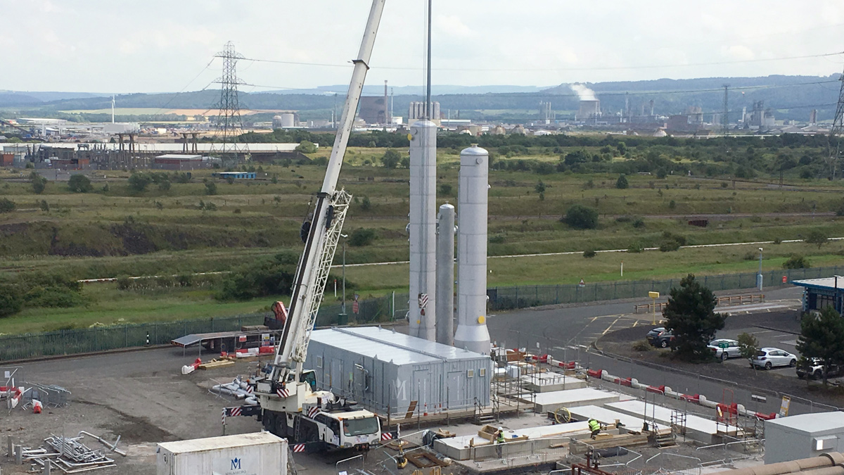 Biogas upgrading plant column installation - Courtesy of Interserve Construction