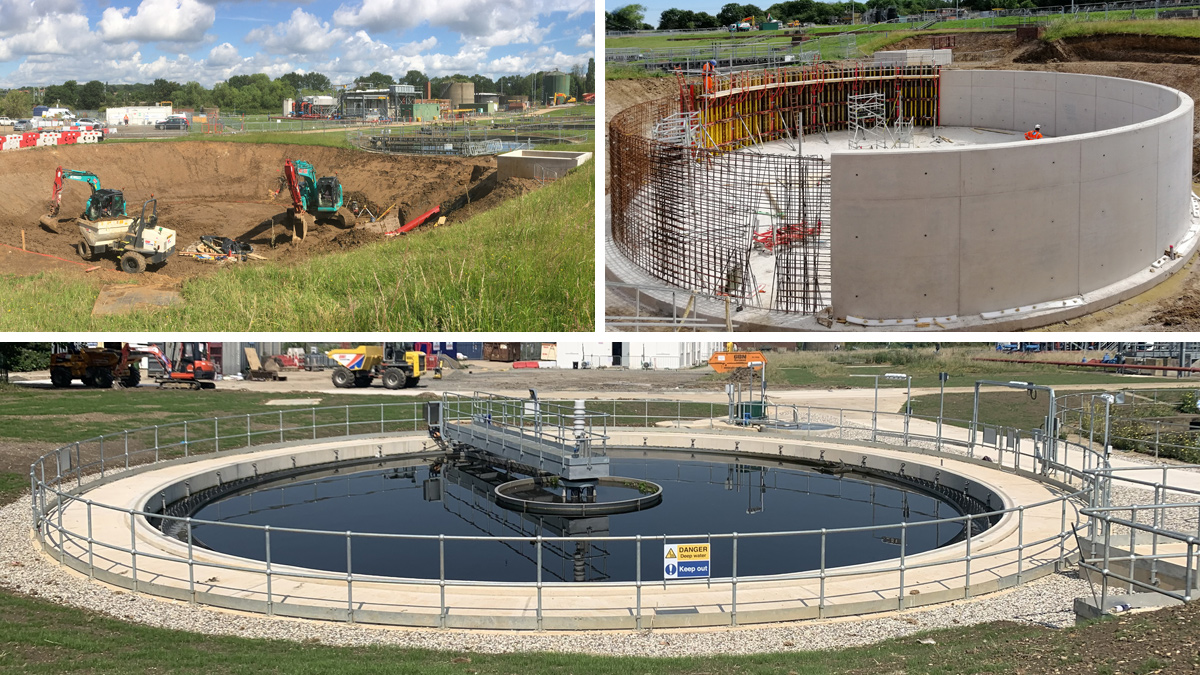 (top) Humus tank under construction and (bottom) completed - Courtesy of MWH Treatment