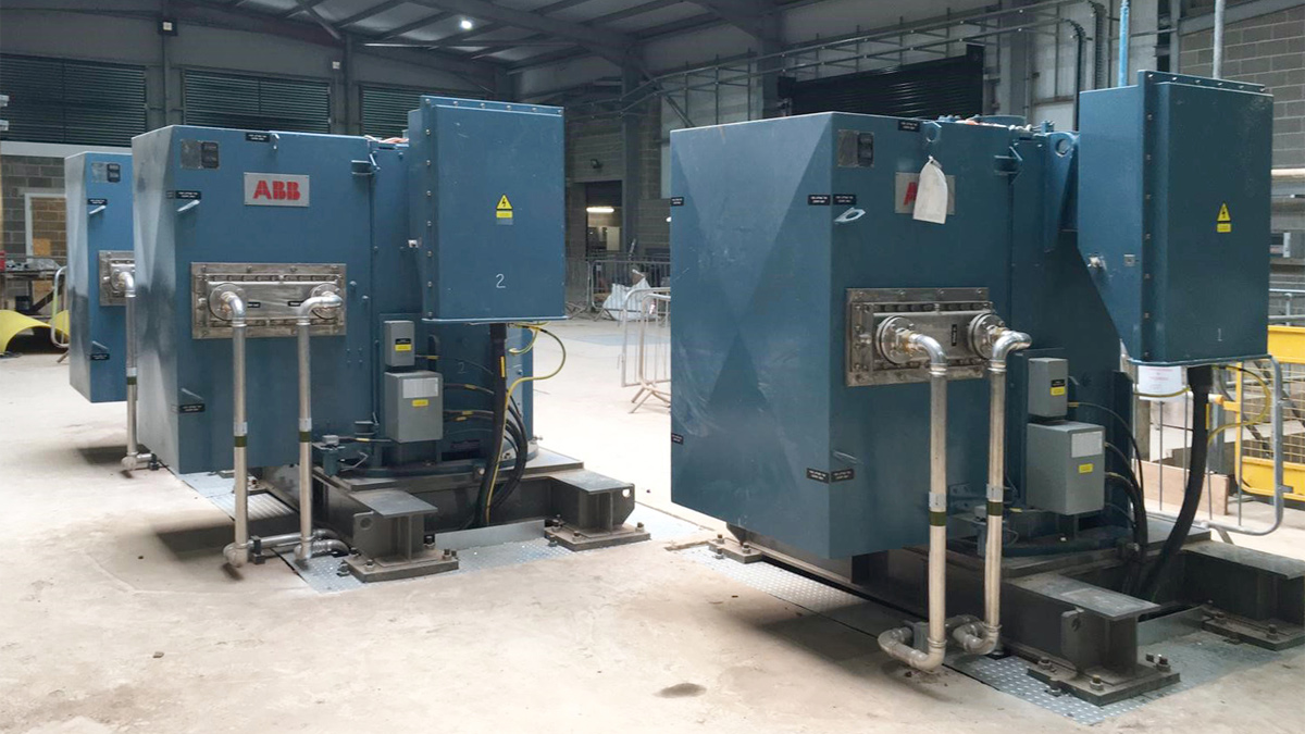 Pump motors on top of the 17m shaft housing the pumps inside the pump station - Courtesy of Severn Trent