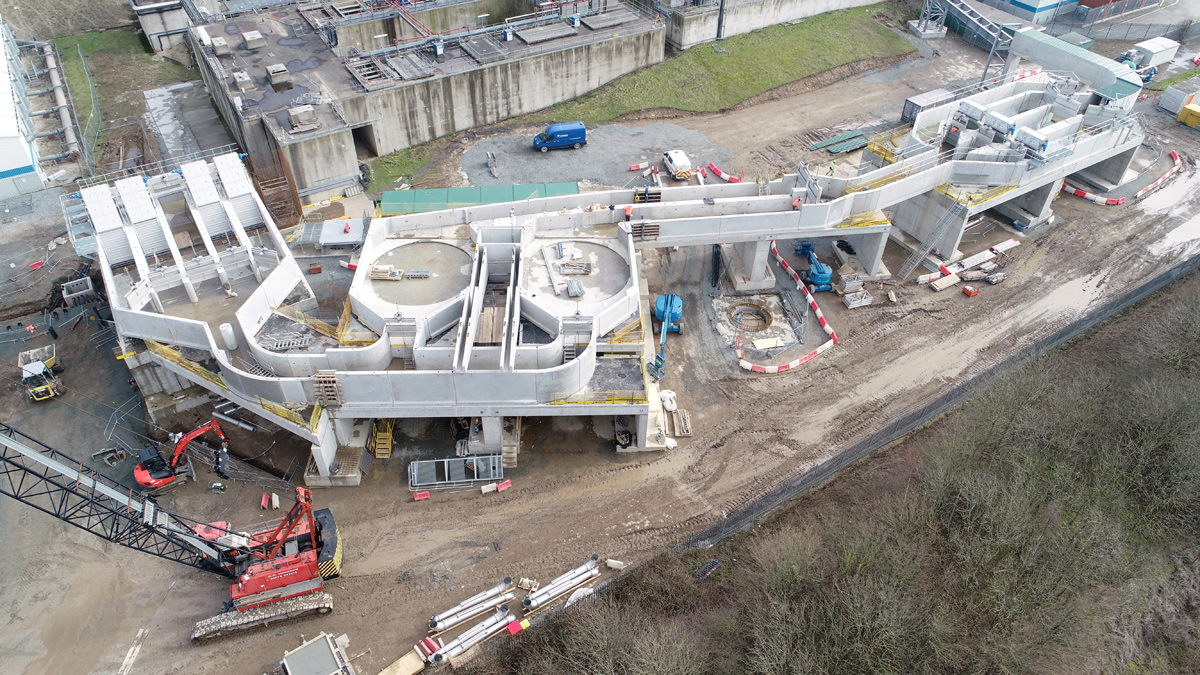 The new elevated inlet works, the majority of which is precast wall sections - Courtesy of MMB
