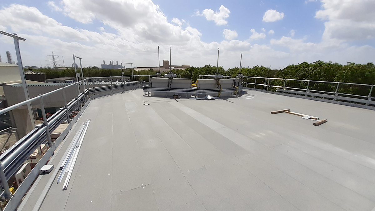 Walk-on GRP odour control covers from Air-Water Treatments Ltd over the new inlet works - Courtesy of MMB