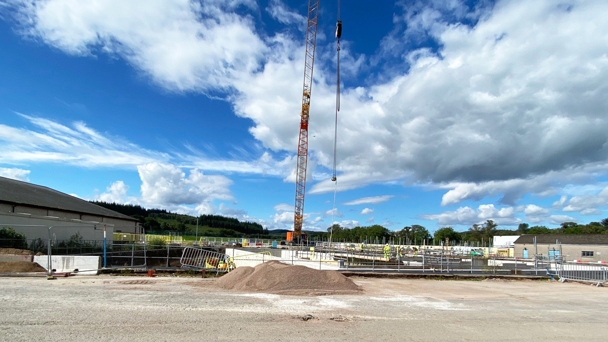 Crawler crane for construction of the new DAF plant within redundant slow sand filters - Courtesy of ESD