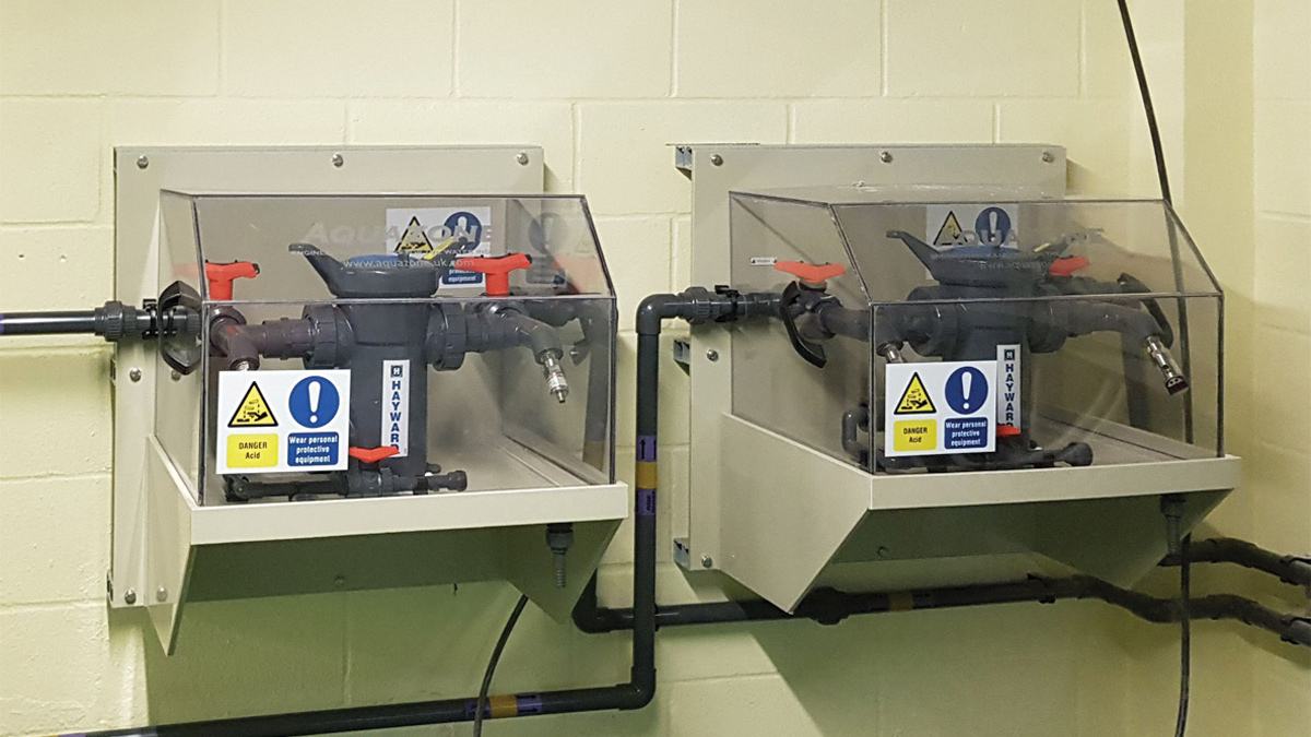 Strainer units on the poly transfer system - Courtesy of Essex & Suffolk Water