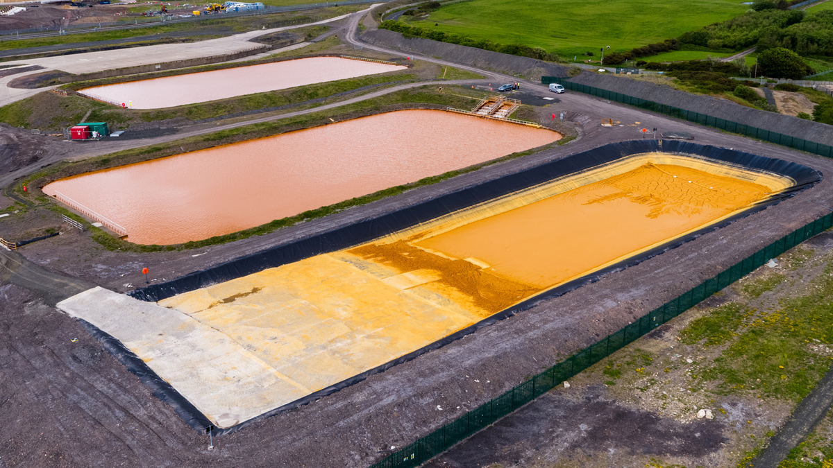 Hydro ferric oxide collected in the sludge drying bed - Courtesy of the Coal Authority