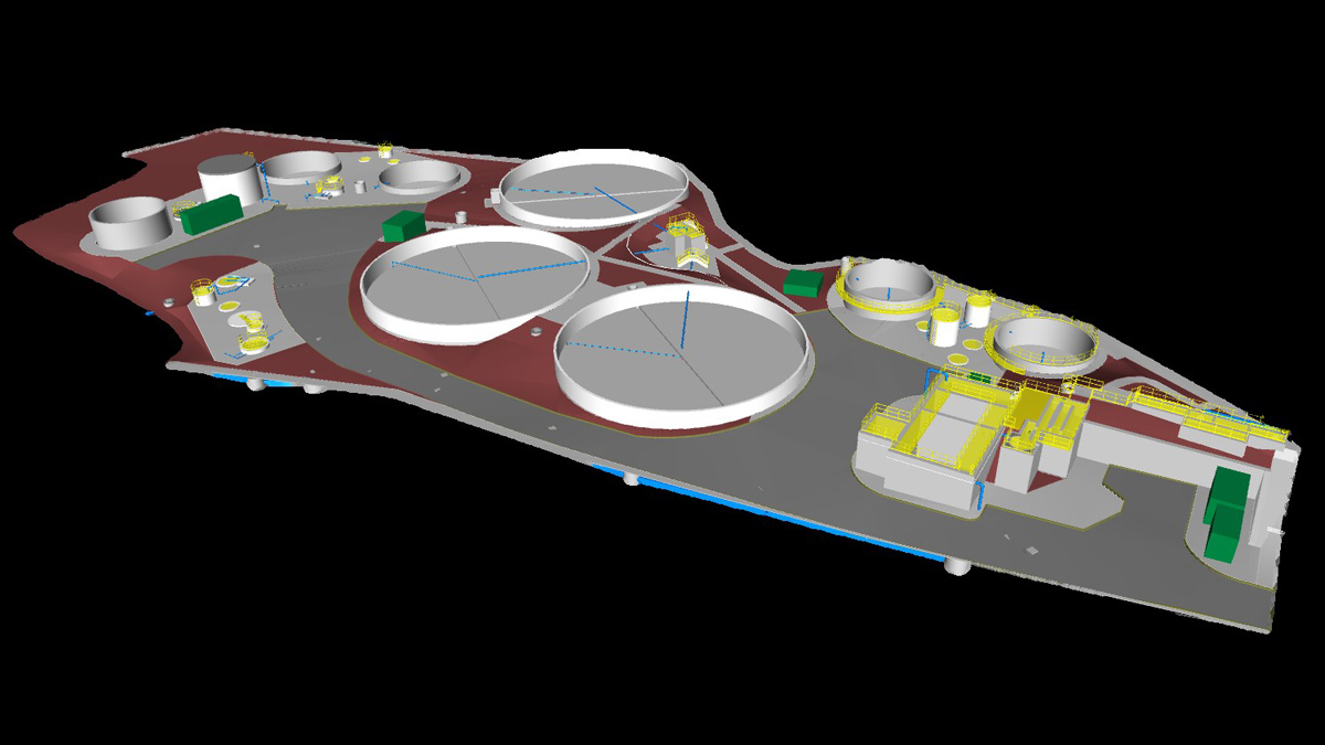 Overview of 3D model in Navisworks of Maghaberry WwTW - Courtesy of Atkins