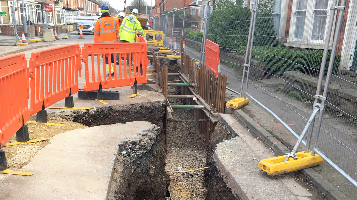 Having both waste and water works under one contract simplified arrangements for water main diversions required for waste works - Courtesy of Severn Trent