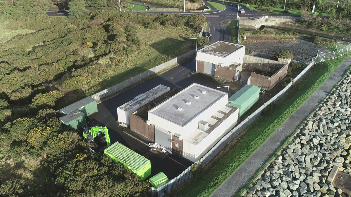 Existing Portaferry Road WwPS with area for new WwPS shown adjacent to floodgates - Courtesy of NI Water