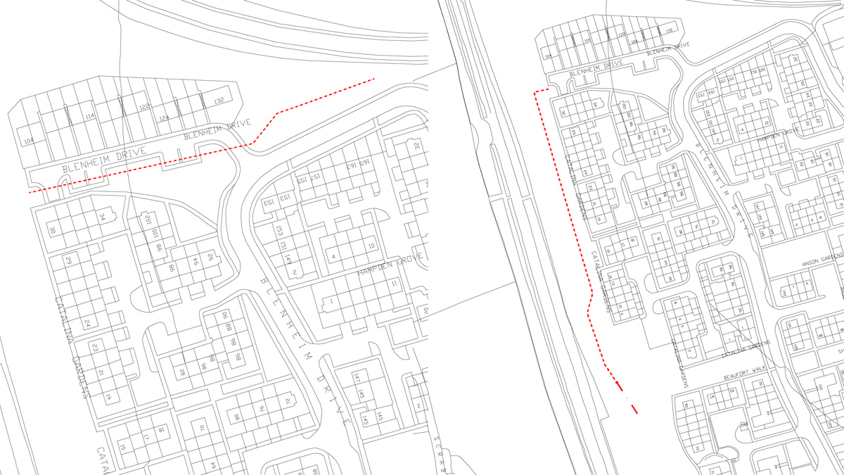 Maps showing line of existing pumping main - Courtesy of NI Water
