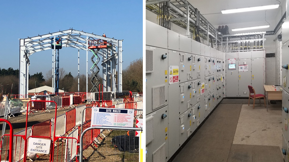 (left) BioMag building under construction and (right) MCC room within building - Courtesy of CiM6