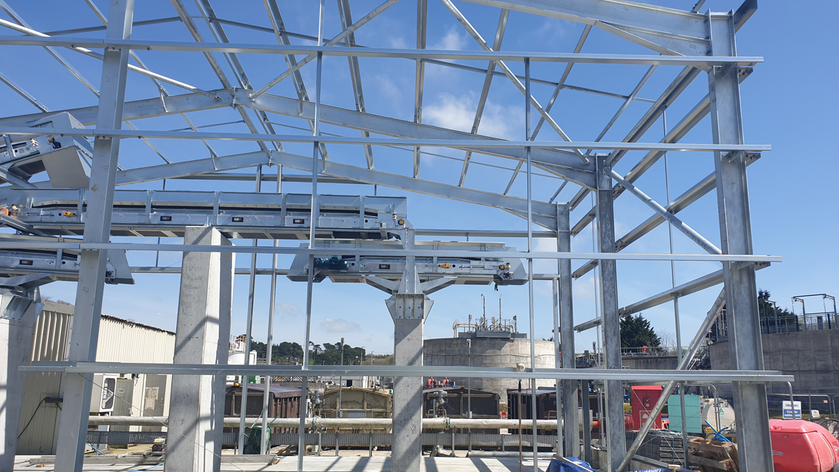 Photo of construction of the sludge barn - Courtesy of Pell Frischmann