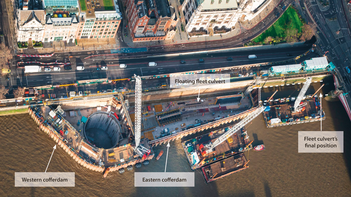 Blackfriars Bridge Foreshore cofferdam - Courtesy of FLO JV
