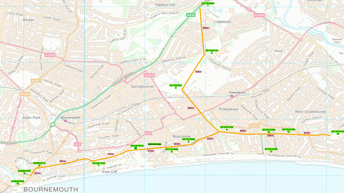 A map showing the location of the BCIS and various shafts - Courtesy of Wessex Water