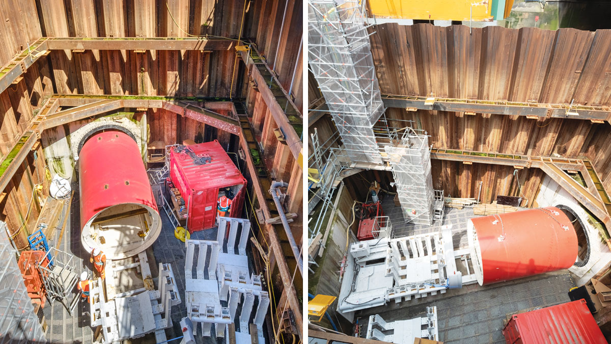 Launch chamber with pipe Jacking jacks - Courtesy of FLO JV