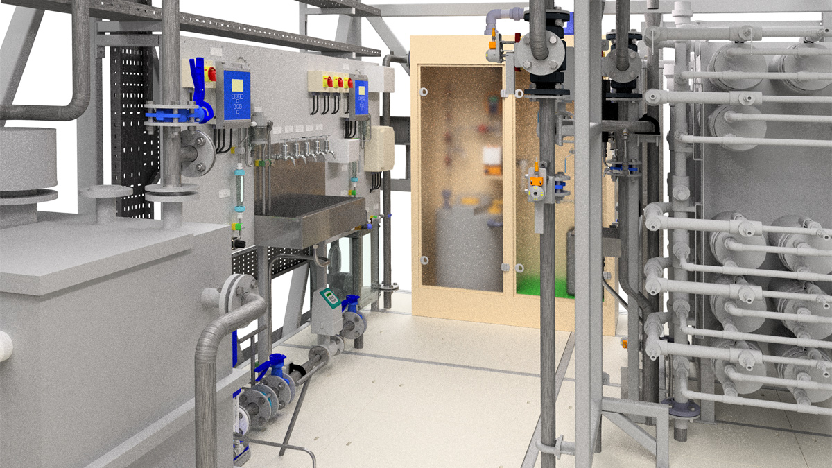 3D model showing how the equipment fits compactly into the defined footprint - Courtesy of Ross-shire Engineering