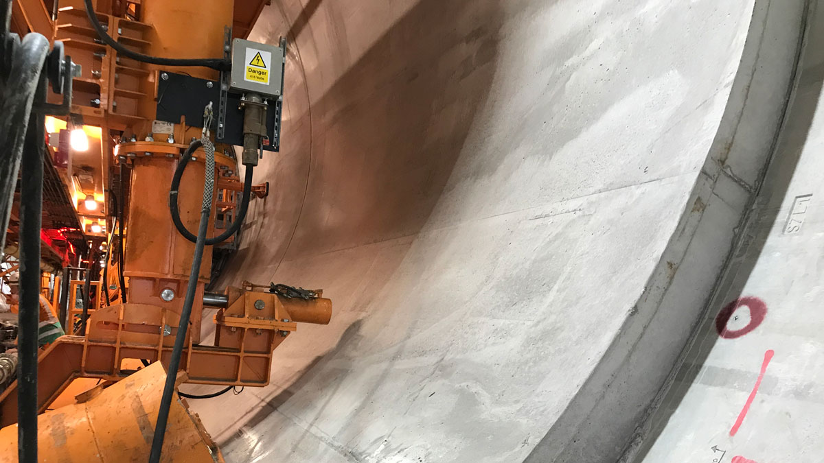 Main tunnel secondary lining and precast segmental primary lining behind - Courtesy of AECOM