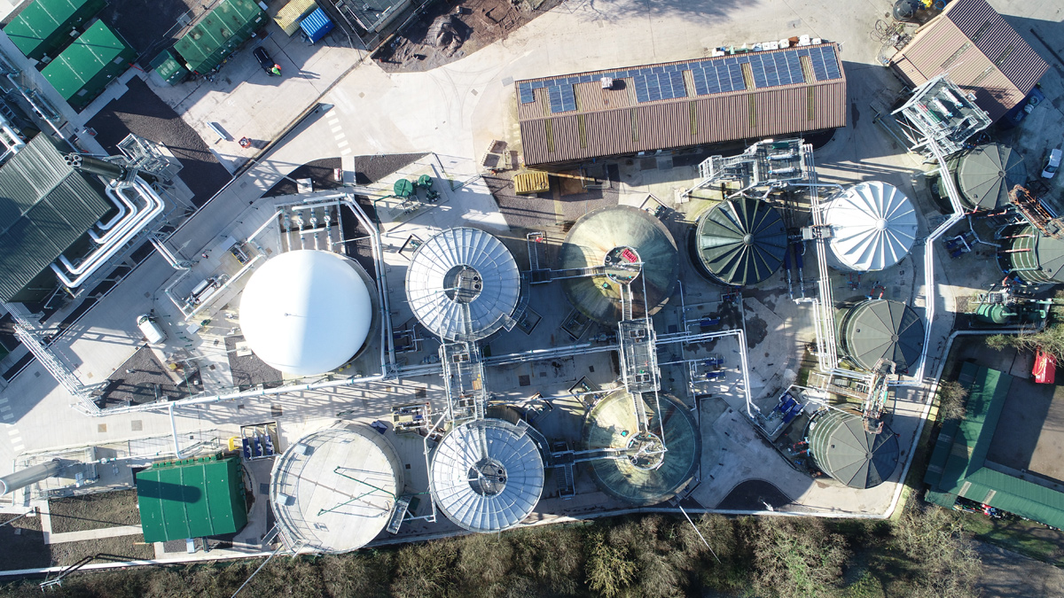 Anaerobic digesters, gas holder and post digestion sludge holding tank - Courtesy Welsh Water and Skanska
