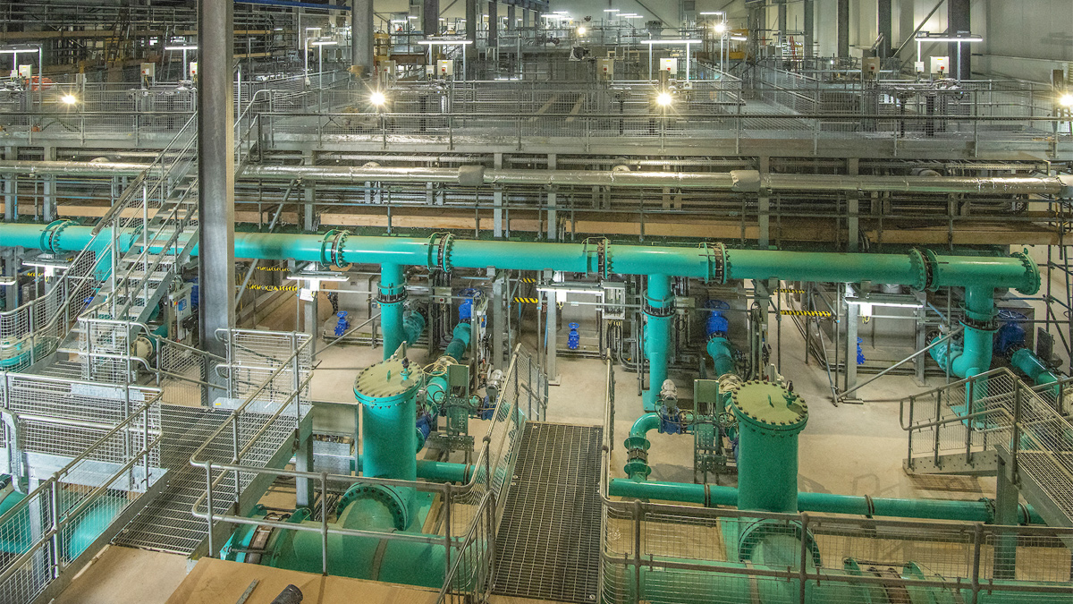 Inside the main treatment building - Courtesy of Wessex Water