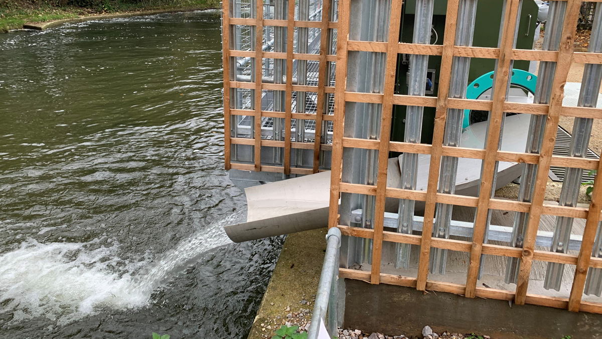 Eel screen discharge - Courtesy of Portsmouth Water