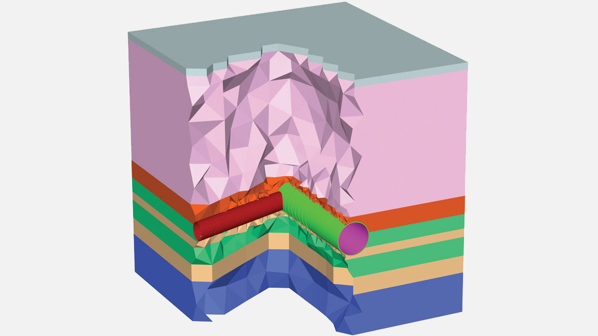 Cut-away view of the numerical model of the tunnel junction - Courtesy of AECOM