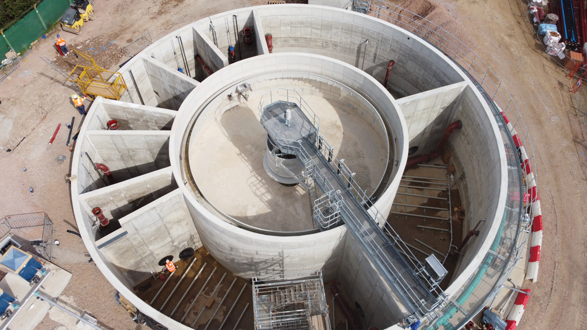 Overhead view of the innovative 'compact plant' - Courtesy of MWH Treatment