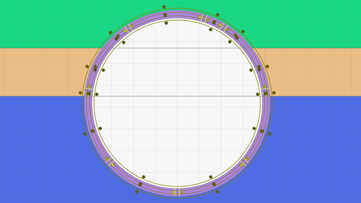 PLAXIS 2D analysis: Volume element, radial joints and mixed ground face - Courtesy of AECOM