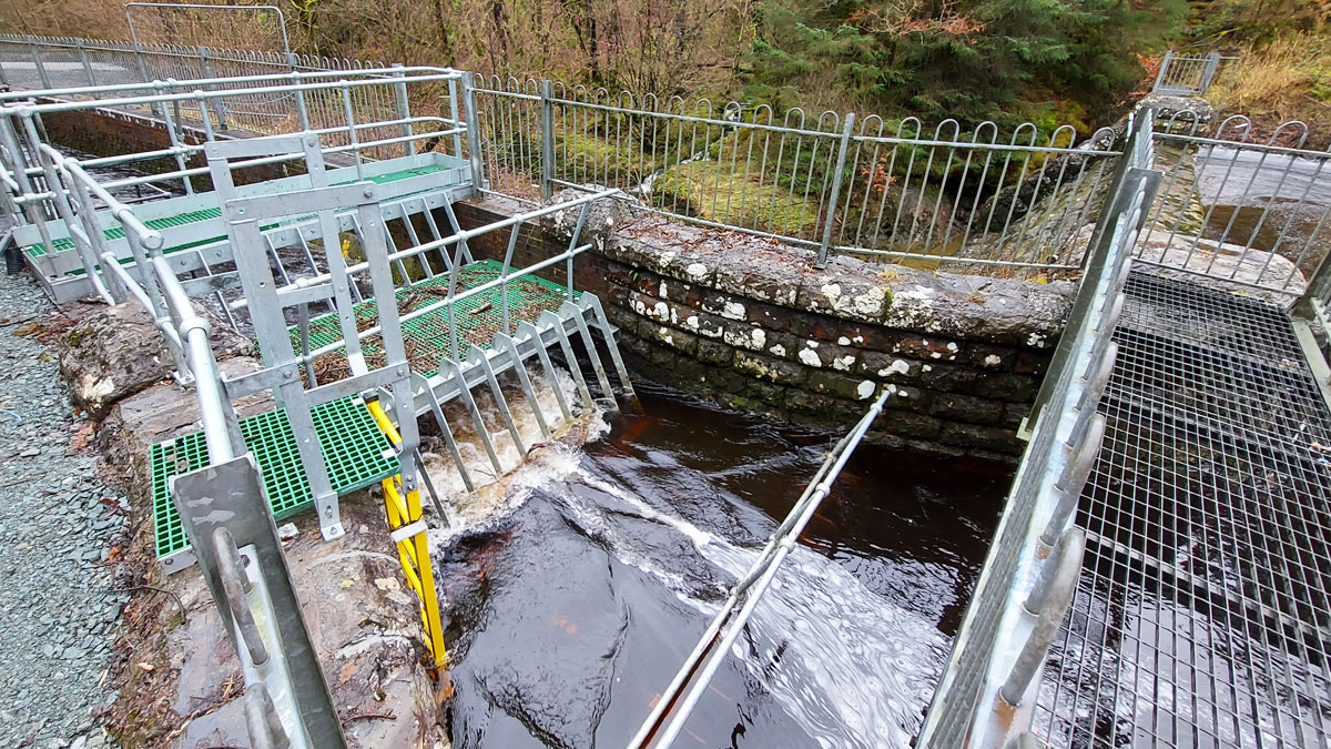 Upstream trash screen during high flows - Courtesy of nmcn PLC
