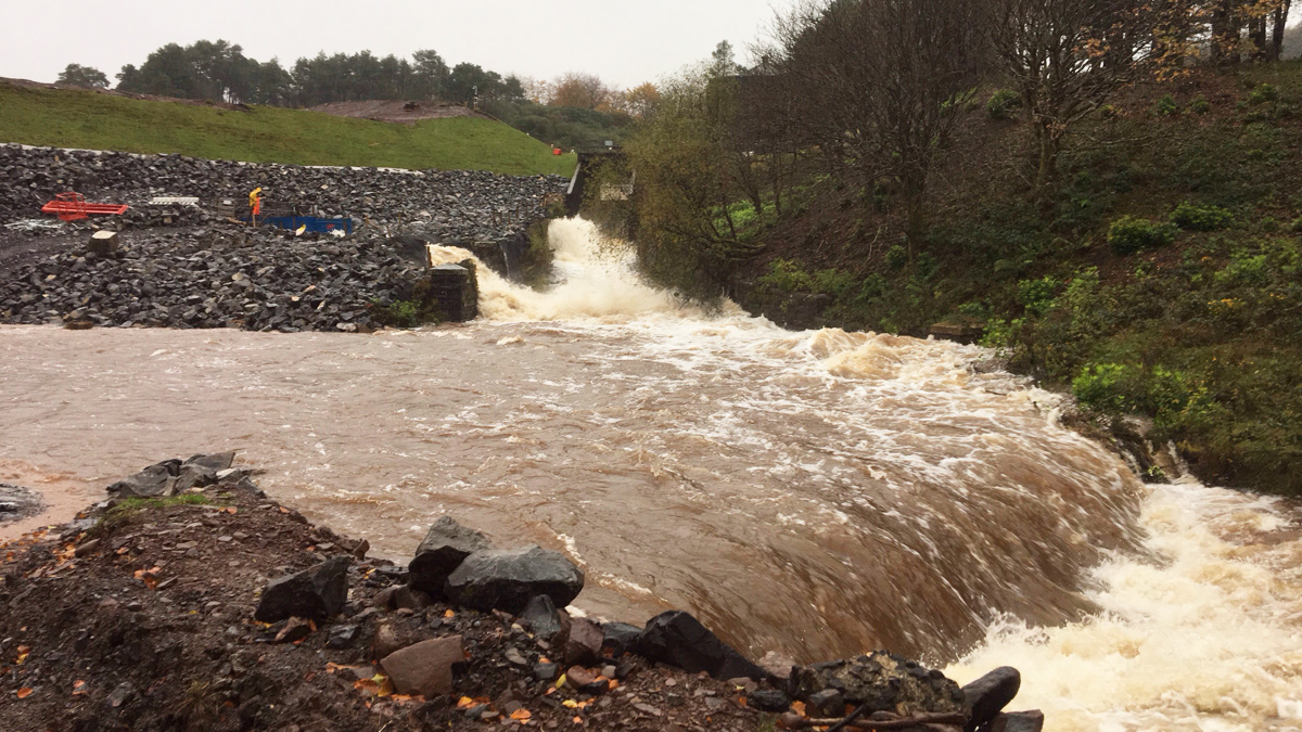 Downstream protection after heavy rain - Courtesy of Skanska