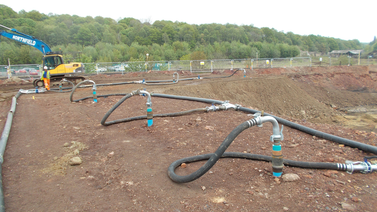 Figure 4: Groundwater control recharge system at Kirkstall Forge, Leeds - Courtesy of OGI Groundwater Specialists