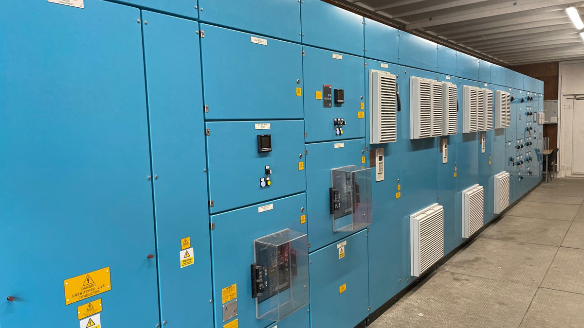 MCC which controls the variable speed drive pumps, screens, screenings plant - Courtesy of CMDP